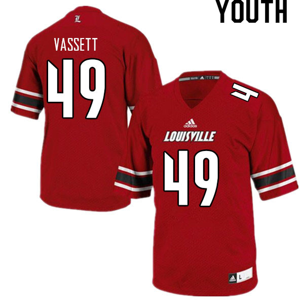 Youth #49 Mark Vassett Louisville Cardinals College Football Jerseys Sale-Red